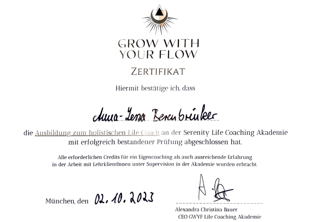 Zertifikat zum holistischen Life Coaching